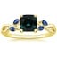18K Yellow Gold Willow Ring With Sapphire Accents, smalltop view
