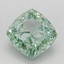 1.08 Ct. Fancy Vivid Green Cushion Lab Grown Diamond