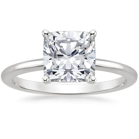 18K White Gold Four-Prong Petite Comfort Fit Ring with Whisper Eternity Diamond Ring