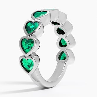 Heart Shaped Lab Emerald Bezel Ring