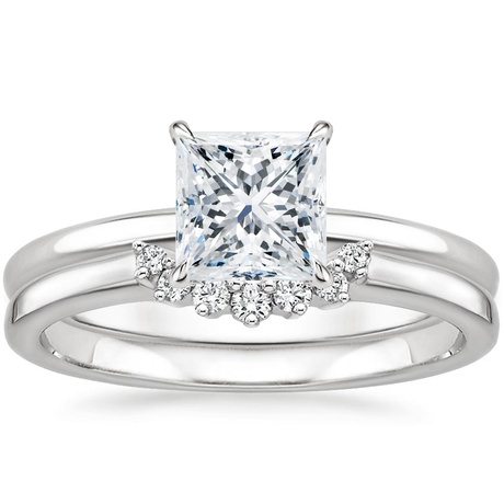 18K White Gold Elodie Ring with Crescent Diamond Ring