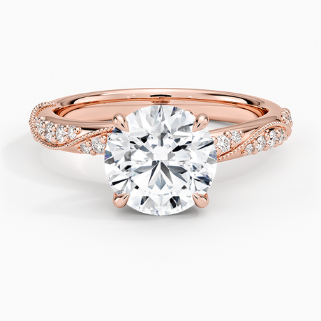 14K Rose Gold Camellia Hidden Accent 2.5mm Diamond Ring