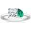 18K White Gold Viridian Toi et Moi Diamond Ring, smalltop view