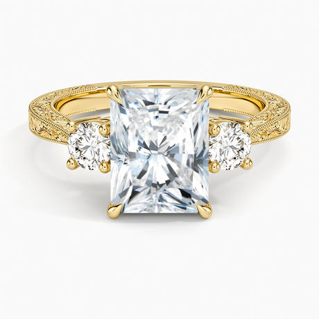 18K Yellow Gold Elsie Three Stone Engraved Diamond Ring (1/3 ct. tw.)