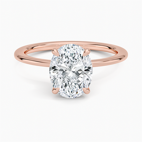 14K Rose Gold Petite Secret Halo Diamond Ring