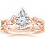 14K Rose Gold Budding Willow Ring with Winding Willow Ring