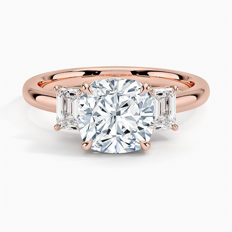 14K Rose Gold Rhiannon Emerald Cut Three Stone Diamond Ring (1/2 ct. tw.)