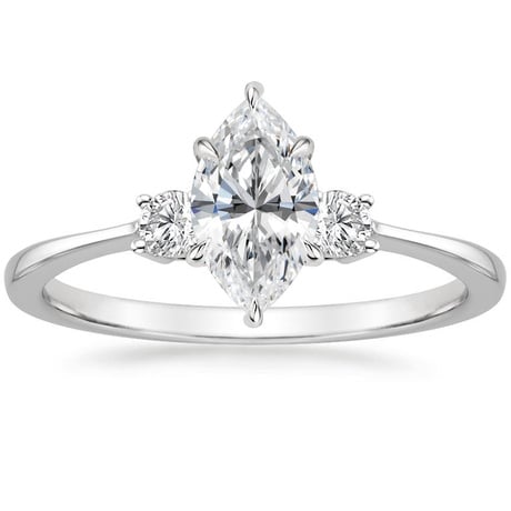 18K White Gold Selene Diamond Ring with Petite Curved Diamond Ring