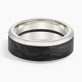 Blaze Black 8mm Wedding Ring in 18K White Gold