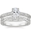 Platinum Luxe Hudson Diamond Ring (1/10 ct. tw.) with Delicate Antique Scroll Diamond Ring (1/15 ct. tw.)