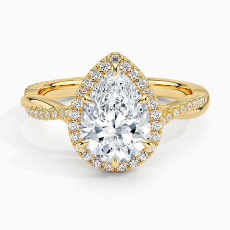 18K Yellow Gold Petite Twisted Vine Halo Diamond Ring (1/4 ct. tw.)