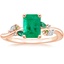 14K Rose Gold Arden Diamond Ring with Lab Emerald Accents, smalltop view