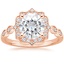 14K Rose Gold Cadenza Halo Diamond Ring, smalltop view