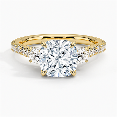18K Yellow Gold Amelie Three Stone Diamond Ring