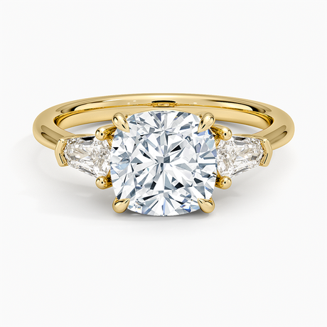 18K Yellow Gold Shield Cut Three Stone Diamond Ring (1/4 ct. tw.)