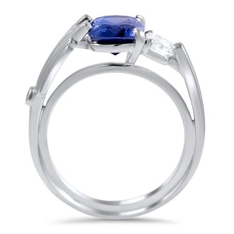 Custom Modern Sapphire and Diamond Engagement Ring