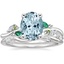18K White Gold Arden Diamond Ring with Lab Emerald Accents with Winding Willow Diamond Ring