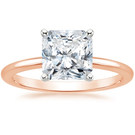 14K Rose Gold Four-Prong Petite Comfort Fit Ring with Whisper Eternity Diamond Ring