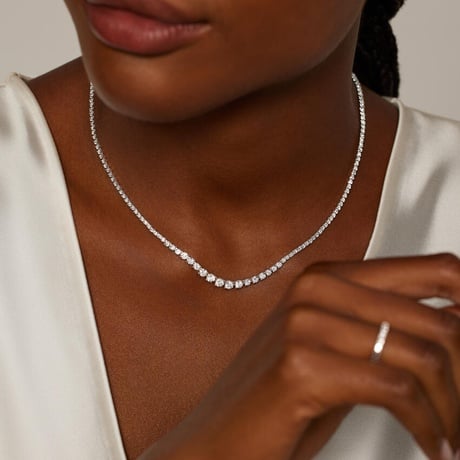 Lab Diamond Riviere Tennis Necklace