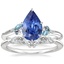 18K White Gold Camellia Indigo Milgrain Ring with Yvette Diamond Ring