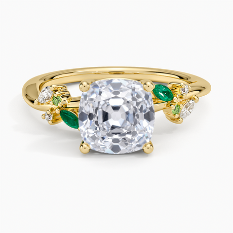 Arden Diamond Ring with Lab Emerald Accents - Brilliant Earth