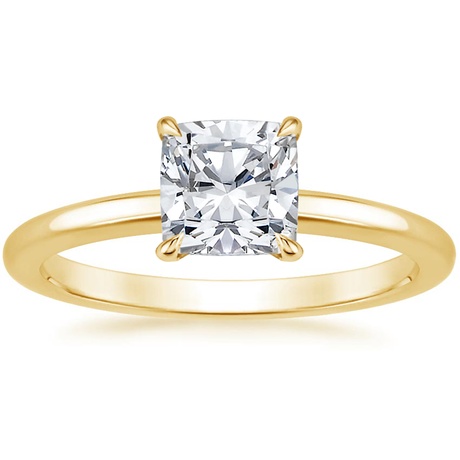18K Yellow Gold Elodie Ring with Crescent Diamond Ring