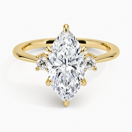 18K Yellow Gold Petite Selene Three Stone Diamond Ring (1/10 ct. tw.)