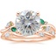 14K Rose Gold Arden Diamond Ring with Lab Emerald Accents with Winding Willow Diamond Ring