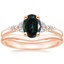 14K Rose Gold Verbena Diamond Ring with Petite Curved Wedding Ring