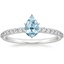 18K White Gold Petite Shared Prong Half Coverage Diamond Ring, smalltop view
