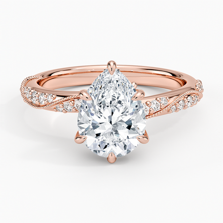 14K Rose Gold Camellia Hidden Accent 2.5mm Diamond Ring