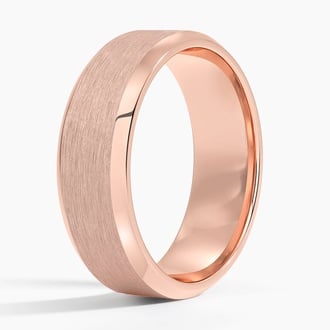 Beveled Edge Matte 7mm Wedding Ring in 14K Rose Gold