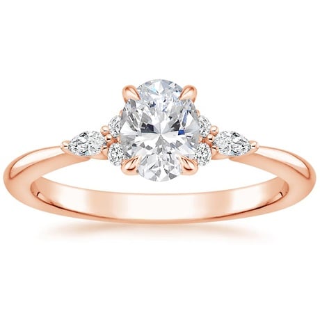 14K Rose Gold Nadia Diamond Ring with Aria Contoured Diamond Ring