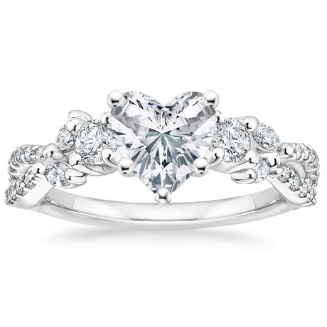 18K White Gold Three Stone Luxe Willow Diamond Ring with Luxe Winding Willow Diamond Ring