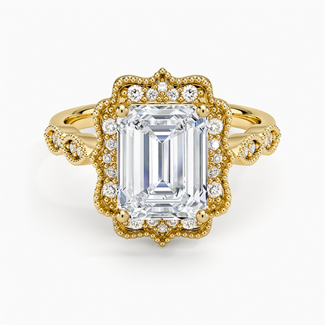 18K Yellow Gold Cadenza Halo Diamond Ring