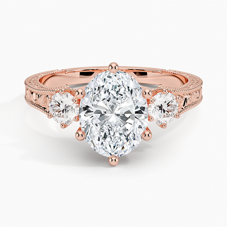 14K Rose Gold Hudson Engraved Three Stone Diamond Ring (1/3 ct. tw.)