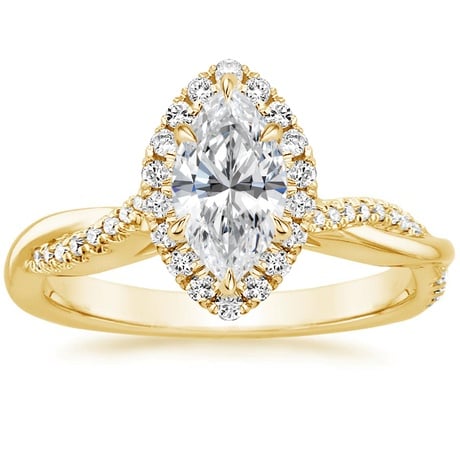18K Yellow Gold Petite Twisted Vine Halo Diamond Bridal Set (1/3 ct. tw.)