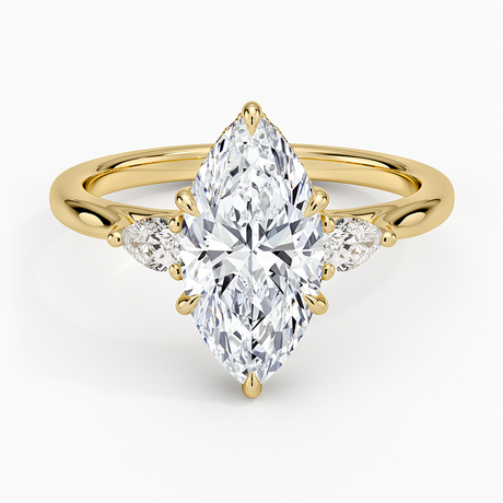 Floating Three Stone Pear Diamond Ring