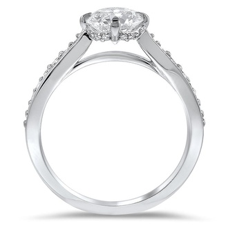 Custom Compass Point Tapered Pave Diamond Ring
