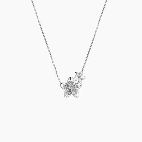 Plumeria Lab Diamond Cluster Necklace (1/8 ct. tw.)