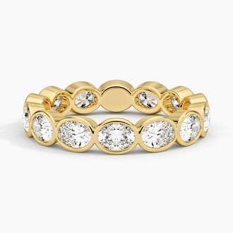 East-West Bezel Oval Eternity Lab Diamond Ring in 18K Yellow Gold