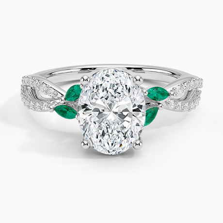 Luxe Willow Lab Emerald and Diamond Ring (1/8 ct. tw.)