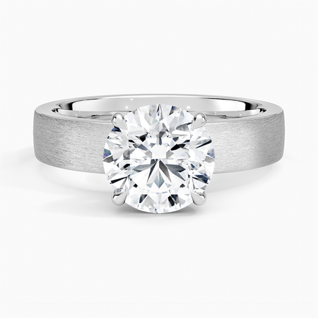 18K White Gold Peyton 4mm Satin Finish Solitaire Ring