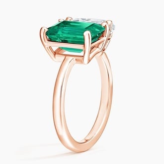 Toi et Moi Lab Emerald and White Topaz Cocktail Ring