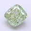 4.04 Ct. Fancy Vivid  Green Cushion Lab Grown Diamond