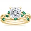 18KY Moissanite Willow Bridal Set With Lab Emerald Accents, smalltop view