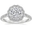 18K White Gold Rosa Halo Diamond Ring, smalltop view