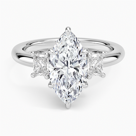 18K White Gold Helena Radiant-Cut Three Stone Diamond Ring (3/8 ct. tw.)