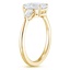 18K Yellow Gold Bullet Shape Three Stone Diamond Ring, smallside view