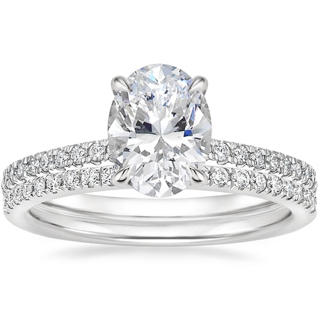18K White Gold Petite Demi Diamond Ring with Ballad Diamond Ring